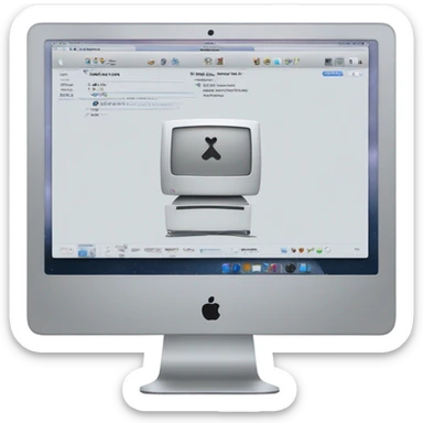 imac desk top computer from the back sticker