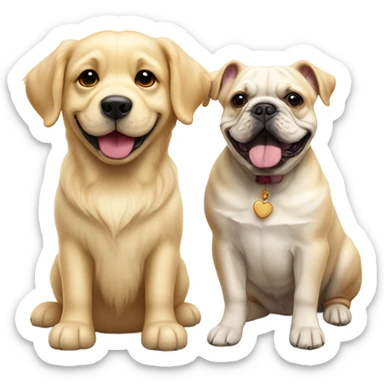 English cream golden retriever and a frenchie as best friends sticker