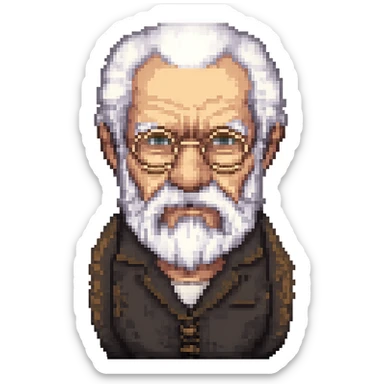 Add glasses to the grumpy old man with a beard in pixel art style. Keep the pixel art style and transparent background. sticker