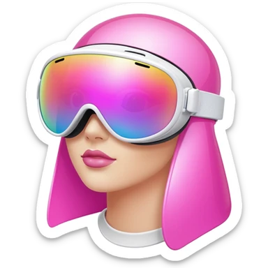 futuristic pink ski visor sunglasses, Y2K fashion, oversized lens sticker
