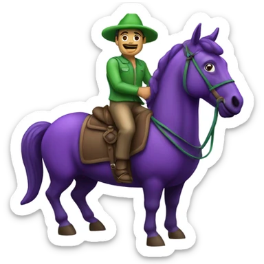 Man riding a horse but instead of a horse he riding an eggplant  sticker
