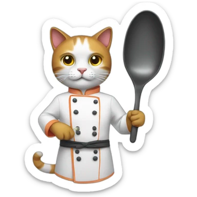 Cat chef with pan sticker