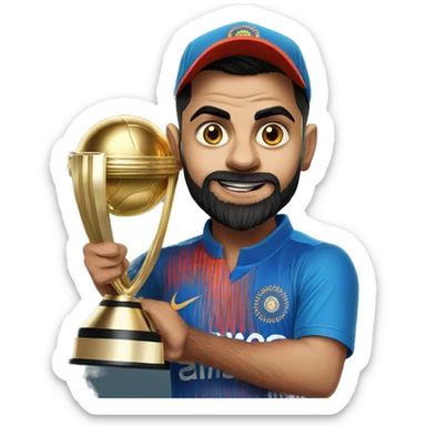 Virat Kohli with t20 WC Trophy   sticker