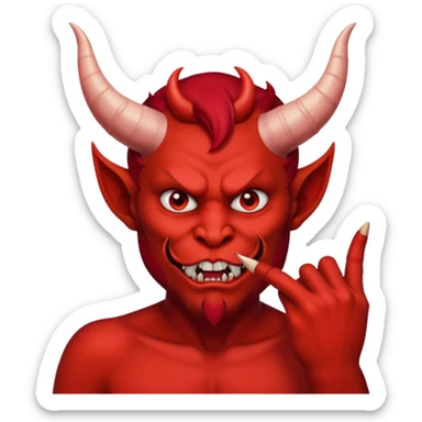 Creppy devil and shushing someone  🤫 like there figer over there mouth  like there lip is closed and the figers over sticker