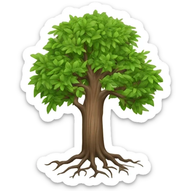 Tree, with roots, trunk, branches, an leaves sticker