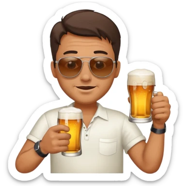 drunk man with a glass of beer sticker