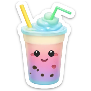 Pastel rainbow boba tea sticker