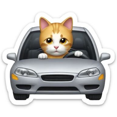 Cat drive a car sticker