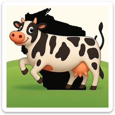 Add the outline of the state of Wisconsin in the background behind the cow and grass field sticker