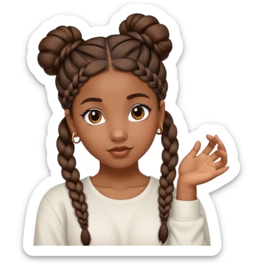 cute brown girl with braid buns hip-hop style sticker