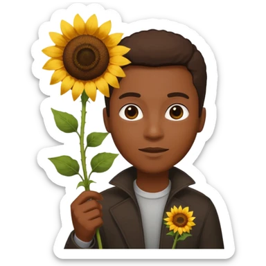 black man with sunflower, scepter sticker