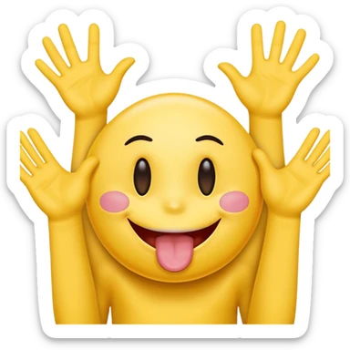 Hands spreading open while a smiley face with its tongue out is in the middle sticker