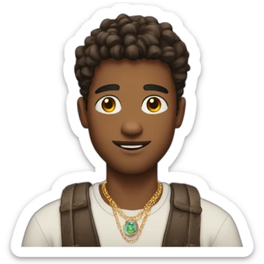 a 21 years old man character with jewelry sticker