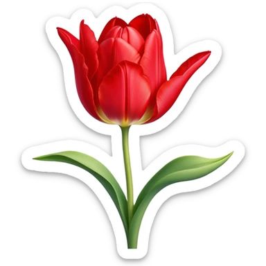 ​Cinematic Realistic Tulip, depicted as a single, exquisitely detailed bloom with vibrant red petals and a delicate stem, softly illuminated by natural light that highlights its graceful beauty and elegant form, sticker