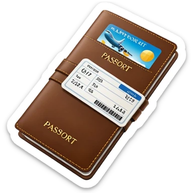 brown passaport and fly tickets sticker