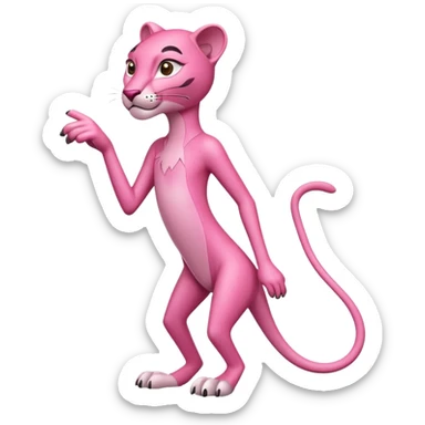 pink panther character in the style of the classic Pink Panther animation sticker