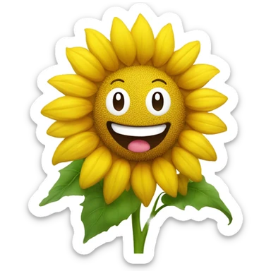 Sunflower with a cute smiley face sticker