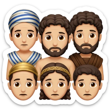 WIl je groep mensen, paar mensen in joods leven in roman tijd. 
Ze kijken niet blij sticker