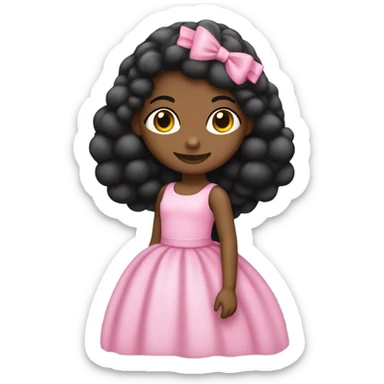 Niña de pelo negro largo y liso con corona de 15 y vestido largo y rosado sticker