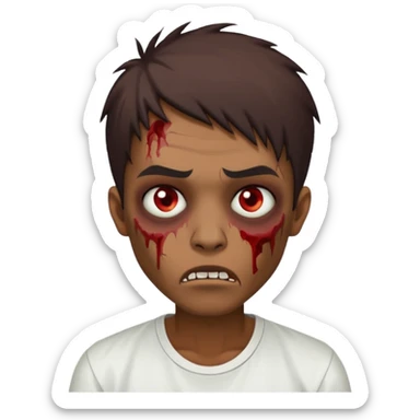 a zombie bronw emo man hard opium with white shirt sticker