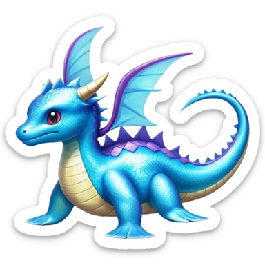 Shiny Exotic Colorful epic Lapras-Salamence-Vaporeon-Fakémon-hybrid-creature (full body)  sticker