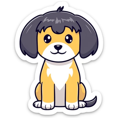Dog with wig 67 sticker