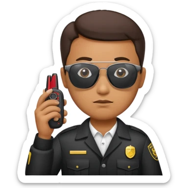 school security, sun glasses, holding walkie-talkie sticker
