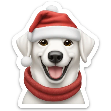 Perro blanco sonriendo con gorro de navidad sticker