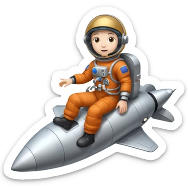 astronaut siting on top of rocket taking off sticker