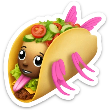 Taco with pink wings and green boots sticker