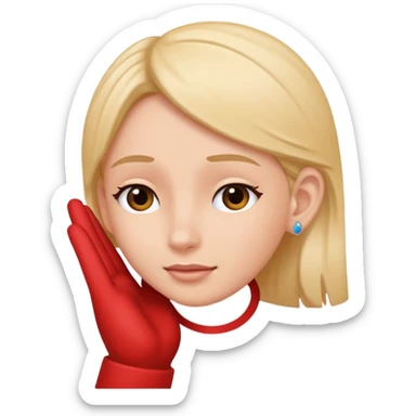 Hand touching ear sticker