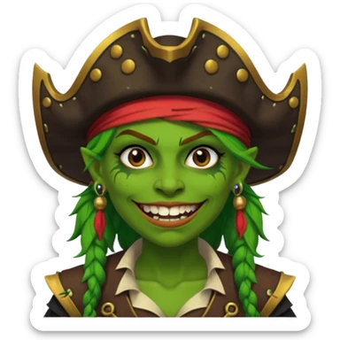 ork pirate woman long teeth sticker