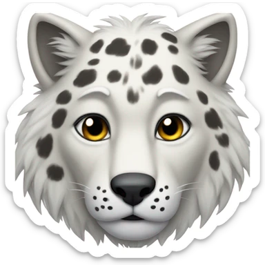 A head that is half wolf, half snow leopard  sticker