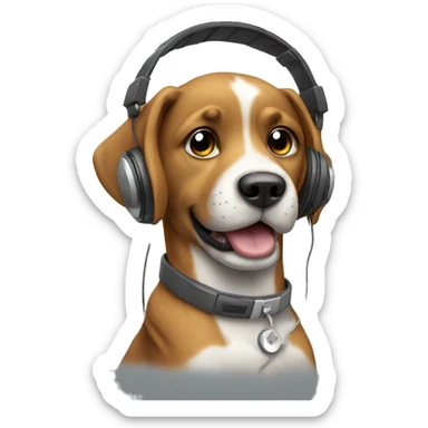 Dog with headphones sticker
