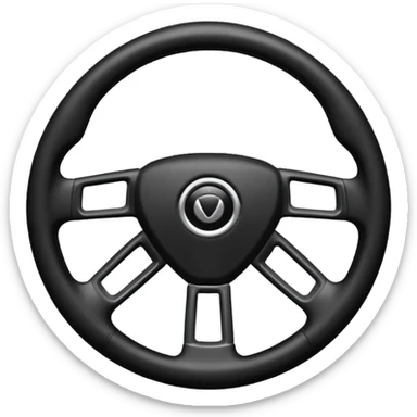 The car's steering wheel is black and only the center has a light on it. sticker