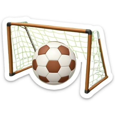 A football resting on the grass of a soccer field, with goalposts and field markings in the background. The scene highlights the ball's position at the center of the action, emphasizing the competitive atmosphere and readiness for play. sticker