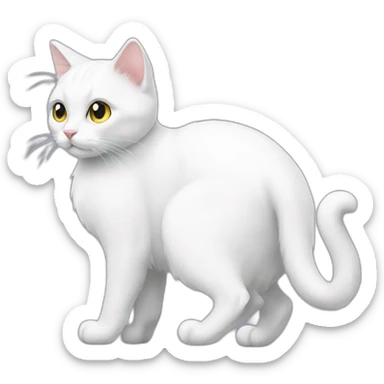 FUL body side profile white cat sticker