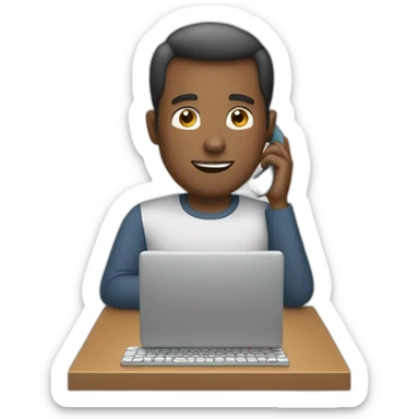 white guy typing on the phone sticker