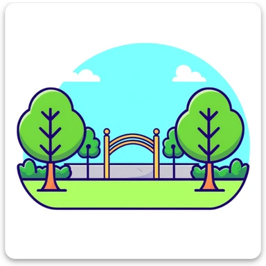 retro 1930s scene with anthropomorphised animals in t-shirts and shorts walking together in a park, black and white sticker