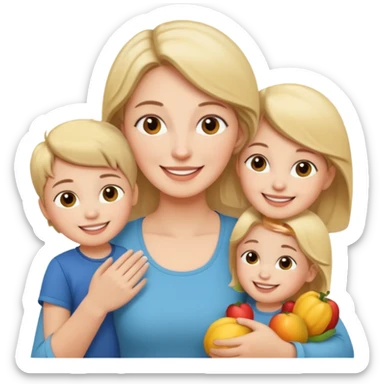 Single family home mom and two young kids sticker