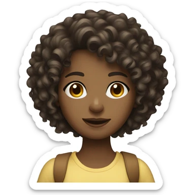 Graphic Designer brunette curly hair girl with laptop sticker