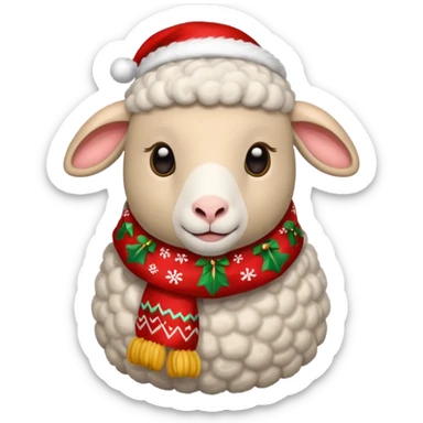 sheep with christmas scarf sticker