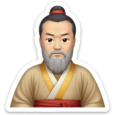 Cinematic Realistic Confucius Portrait Emoji, depicted as a wise ancient philosopher in traditional robes with a serene, contemplative expression, rendered with soft timeless textures and harmonious natural lighting that captures his enduring wisdom. sticker