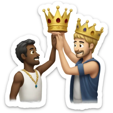 Man crowning another man sticker