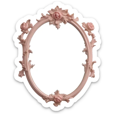 vintage rococo light pink dainty floral mirror sticker