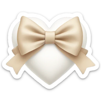 white heart with beige bow sticker
