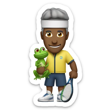 haz un emoji que describa a un hombre que le gusta el tenis y la rana gustavo sticker