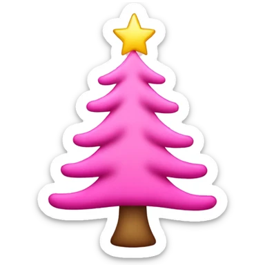 pink christmas tree with lights sticker