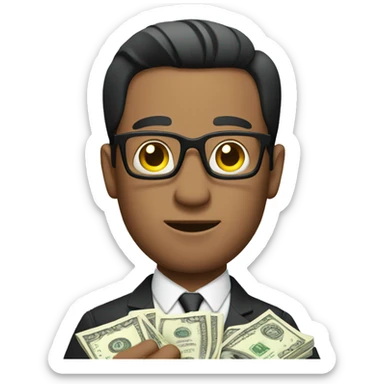 Rich guy holding money sticker