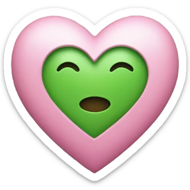 Half green and half pink heart sticker